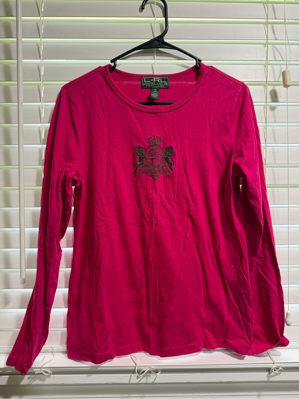 Ralph Lauren Women’s Hot Pink Long-Sleeve Crest Tee